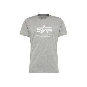 ALPHA INDUSTRIES Tričko  sivá melírovaná / biela