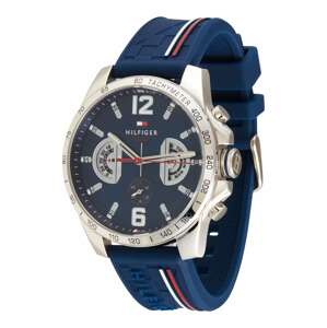 TOMMY HILFIGER Analógové hodinky  tmavomodrá / červená / strieborná