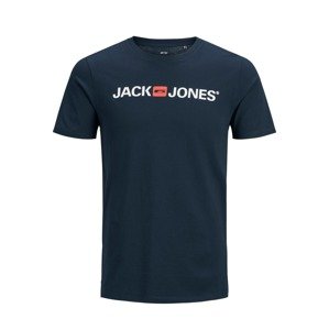 JACK & JONES Tričko 'Essentials'  tmavomodrá / oranžová / biela