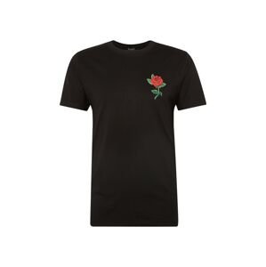 Mister Tee Tričko 'Rose'  zelená / ohnivo červená / čierna