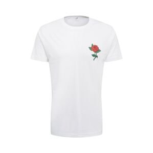 Mister Tee Tričko 'Rose'  smaragdová / svetločervená / biela
