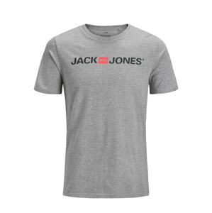 JACK & JONES Tričko 'Essentials'  sivá melírovaná / pastelovo červená / čierna