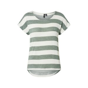 VERO MODA Tričko  zelená melírovaná / biela