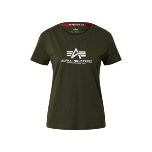 ALPHA INDUSTRIES Tričko  olivová / biela