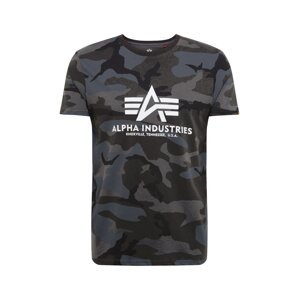 ALPHA INDUSTRIES Tričko  sivá / čierna / biela