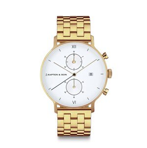 Kapten & Son Analógové hodinky 'Chrono Gold Steel'  zlatá / biela