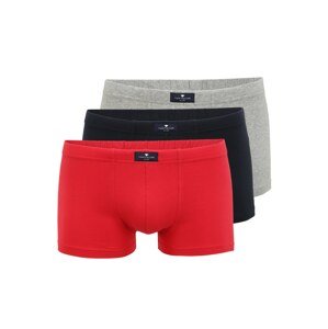 TOM TAILOR Boxerky  tmavomodrá / sivá melírovaná / svetločervená