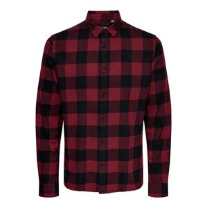 Only & Sons Košeľa 'Gudmund'  hrdzavo červená / čierna