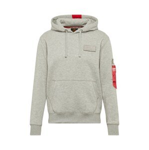 ALPHA INDUSTRIES Mikina 'Red Stripe'  sivá melírovaná / ohnivo červená / biela