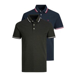 JACK & JONES Tričko 'JJEPaulos'  námornícka modrá / tmavozelená / krvavo červená / biela
