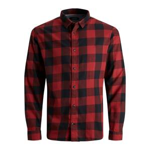 JACK & JONES Košeľa 'Gingham'  krvavo červená / čierna