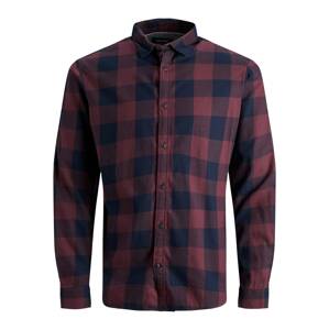 JACK & JONES Košeľa  tmavomodrá / vínovo červená