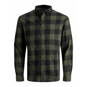 JACK & JONES Košeľa  olivová / čierna