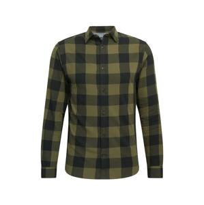 JACK & JONES Košeľa  olivová / čierna
