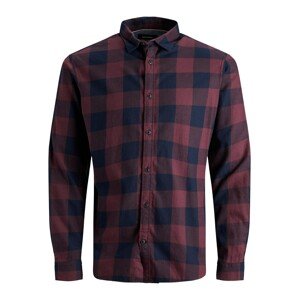 Jack & Jones Plus Košeľa 'JJEGINGHAM'  fialová / čierna