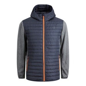 JACK & JONES Prechodná bunda 'JJEMulti'  tmavomodrá / sivá melírovaná / oranžová / biela