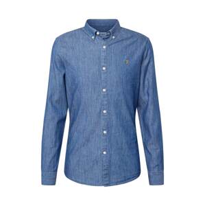 FARAH Košeľa  modrá denim / hnedá