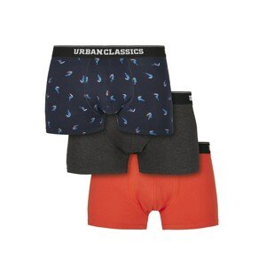 Urban Classics Boxerky  tmavomodrá / nebesky modrá / oranžovo červená / čierna melírovaná