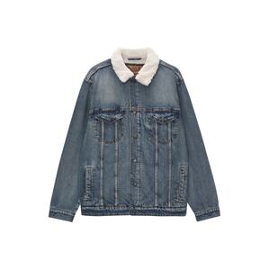 Pull&Bear Prechodná bunda  tmavomodrá / biela ako vlna