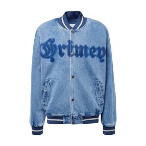 Grimey Prechodná bunda 'CAUSING PANIC'  modrá / modrá denim / biela