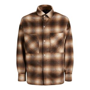 JACK & JONES Prechodná bunda 'Cane'  gaštanová / svetlohnedá / tmavohnedá / biela
