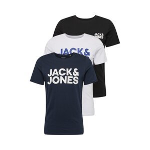 JACK & JONES Tričko 'JJECorp'  námornícka modrá / enciánová / čierna / biela