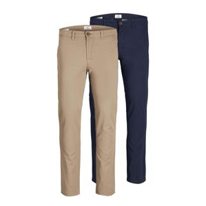 JACK & JONES Chino nohavice 'Macro Dave'  béžová / tmavomodrá