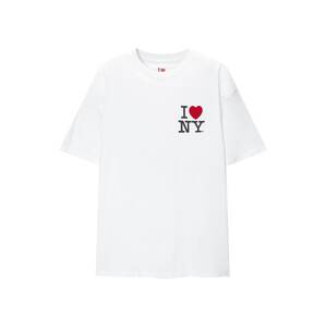 Pull&Bear Tričko  svetlomodrá / hnedá / tmavočervená / biela