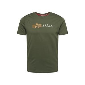 ALPHA INDUSTRIES Tričko  zlatá žltá / olivová / biela
