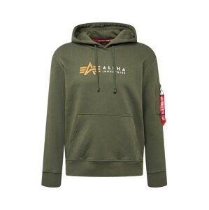 ALPHA INDUSTRIES Mikina  tmavozelená / svetlooranžová / červená / biela
