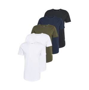 JACK & JONES Tričko 'JJENoa'  námornícka modrá / tmavozelená / čierna / biela