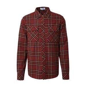 DAN FOX APPAREL Košeľa 'Ryan'  béžová / hnedá / tmavočervená