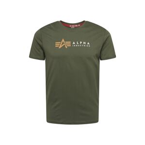 ALPHA INDUSTRIES Tričko  zlatá žltá / olivová / biela