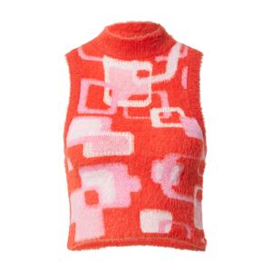 Vintage Supply Vyšívaný top  krémová / ružová / červená