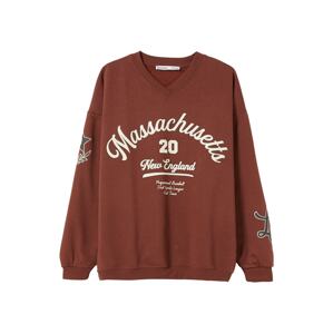 Bershka Mikina  béžová / homárová