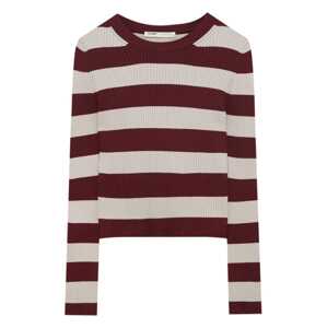 Pull&Bear Sveter  béžová / burgundská