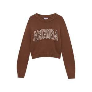 Pull&Bear Sveter  hnedá / biela