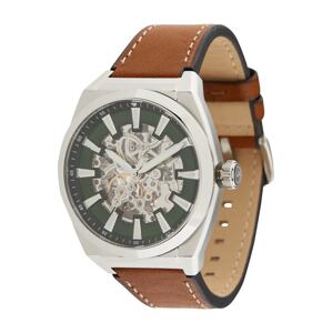 FOSSIL Analógové hodinky 'Everett'  koňaková / tmavozelená / strieborná