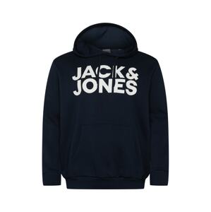 Jack & Jones Plus Mikina 'Ecorp'  tmavomodrá / biela