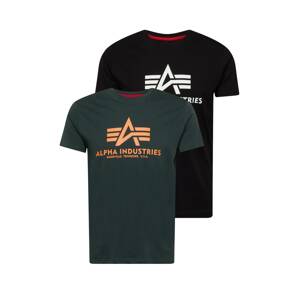 ALPHA INDUSTRIES Tričko  jedľová / svetlooranžová / čierna / biela
