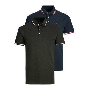 JACK & JONES Tričko 'JJEPaulos'  námornícka modrá / tmavozelená / krvavo červená / biela