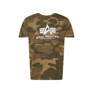 ALPHA INDUSTRIES Tričko  kaki / olivová / jedľová / biela