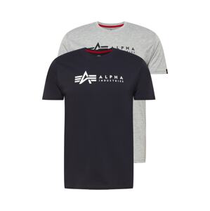 ALPHA INDUSTRIES Tričko  námornícka modrá / sivá melírovaná / čierna / biela