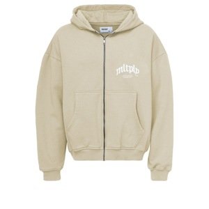 Multiply Apparel Tepláková bunda  svetlohnedá / biela