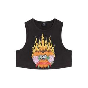 Bershka Top  žltá / svetlofialová / oranžová / čierna