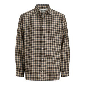 JACK & JONES Košeľa 'BLICHER'  svetlohnedá / tmavohnedá / biela