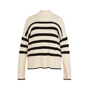 Vero Moda Curve Sveter 'HAPPINESS'  béžová / čierna