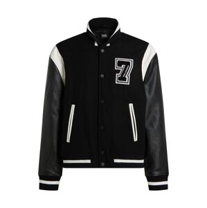Karl Lagerfeld Prechodná bunda 'Varsity'  čierna / biela
