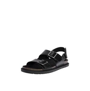 Pull&Bear Sandále  čierna / strieborná