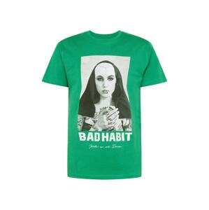Mister Tee Tričko 'Bad Habit'  zelená / čierna / biela